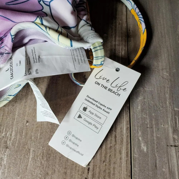 NWT Cupshe Bikini Top Underwire & Push Up Purple Orange Floral Size Large - Picture 7 of 15